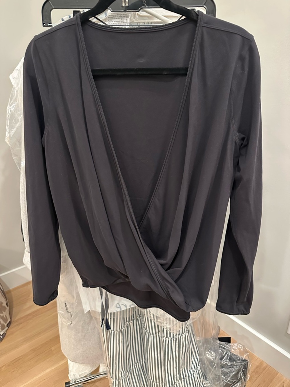 lululemon athletica Black Draped Wrap-Front Long Sleeve Top